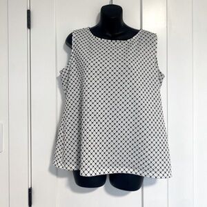 Tommy Hilfiger Sleeveless Blouse‎ Black and White Pattern Shirt Tank Top Size XL